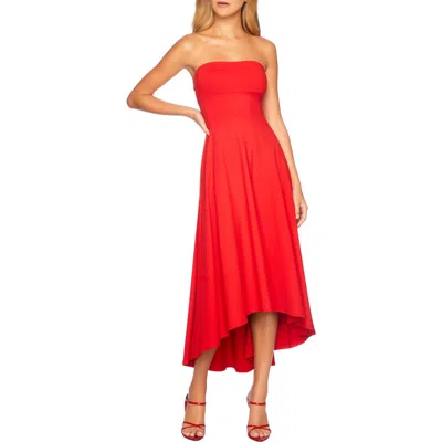 Susana Monaco Carrover Strapless High-low Cocktail Dress In Perfect Red