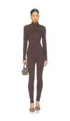 Susana Monaco Carryover Mock Neck Jumpsuit In Brown