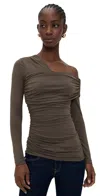 Susana Monaco Carryover One Shoulder Top Clay In Green