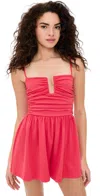 Susana Monaco Carryover Rectangle Wire String Romper Watermelon In Watermelon