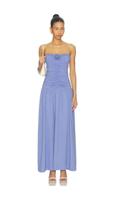 Susana Monaco Center Gathered Flower Tube Dress In Blue