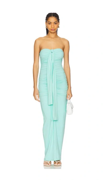 Susana Monaco Center Gathered Tie With Slit Dress In Baby Blue