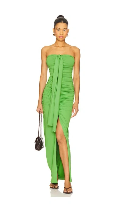 Susana Monaco Center Gathered Tie With Slit Dress In Green