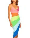 Susana Monaco Colorblock Asymmetric Body-con Dress In Rainbow