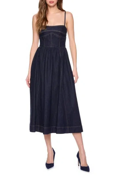 Susana Monaco Denim Corset Midi Dress In Blue