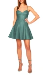 Susana Monaco Corset Faux Leather Fit & Flare Minidress In Rosemary