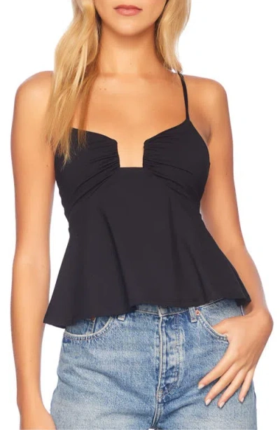 Susana Monaco Corset Peplum Top In Black
