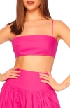 Susana Monaco Cotton Poplin Crop Top In Fuschia