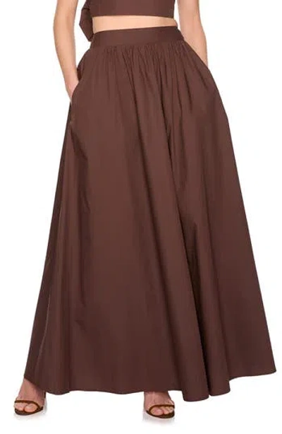 Susana Monaco Cotton Poplin Maxi Skirt In Brown