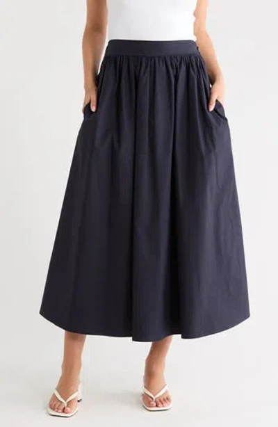 Susana Monaco Cotton Poplin Maxi Skirt In Blue
