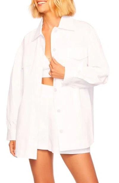 Susana Monaco Cotton Poplin Shirt Jacket In Sugar