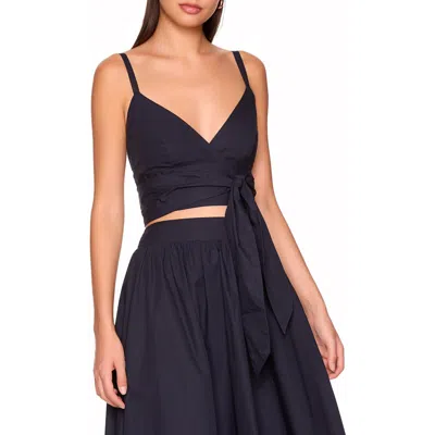 Susana Monaco Cotton Poplin Wrap Tank In Blue