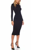 Susana Monaco Crew Gathered Midi Dress In Black In Black