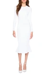 Susana Monaco Crew Long Sleeve Midi Dress In Sugar