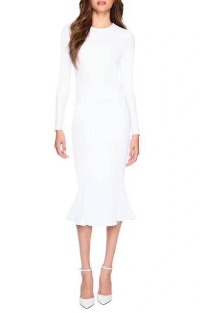 Susana Monaco Crew Long Sleeve Midi Dress In Sugar