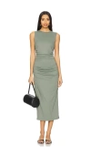 Susana Monaco Crew Loose Gathered Dress In 暗蓝灰色
