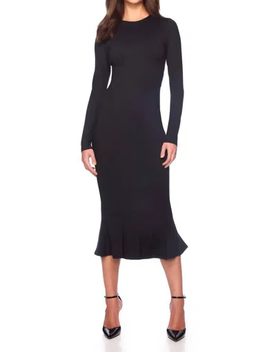 Susana Monaco Crew Trumpet Midi Dress In Black