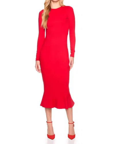 Susana Monaco Crew Trumpet Midi Dress In Perfect Red