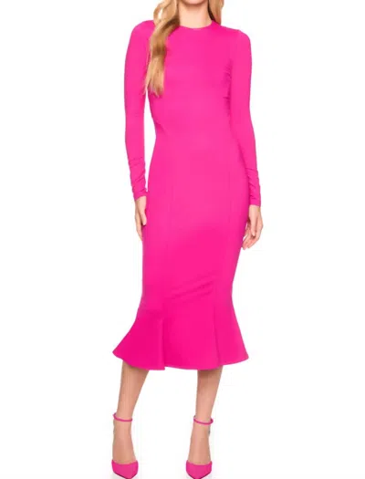 Susana Monaco Crew Trumpet Midi Dress In Pink