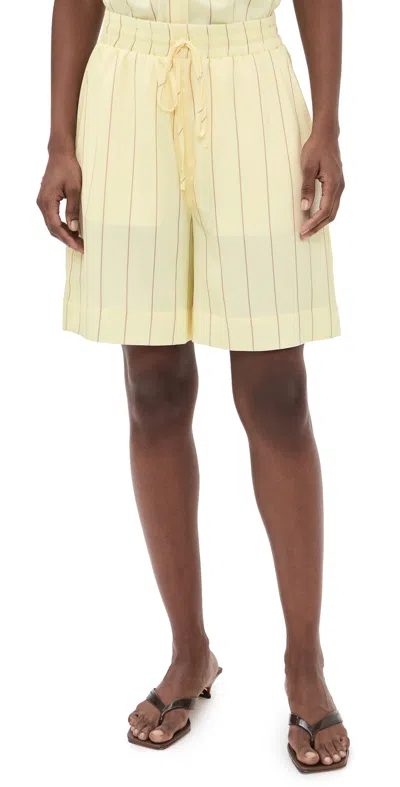 Susana Monaco Crinkle Satin Stripe Boxer Shorts Whipped Cream In Multi