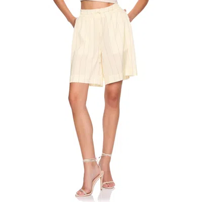 Susana Monaco Crinkle Stripe Satin Boxer Shorts In Neutral
