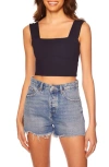 Susana Monaco Womens Stretch Square Neck Cropped In Midnight