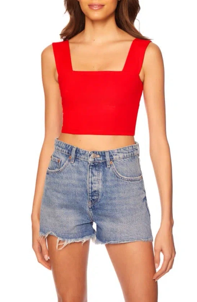 Susana Monaco Square Neck Cropped Tank Top In Perfect Red
