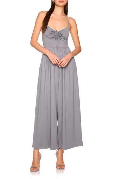 Susana Monaco Crop Wide Leg Knit Jumpsuit In Gray