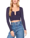 Susana Monaco Cropped Square Wire Gathered Top In Eggplant
