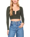 Susana Monaco Cropped Square Wire Gathered Top In Hunter Green