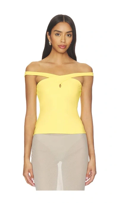 Susana Monaco Cross Front Top Off Shoulder Top In Yellow
