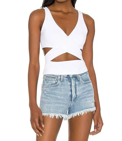 Susana Monaco Cutout Crossover Crop Top In Sugar In Blue