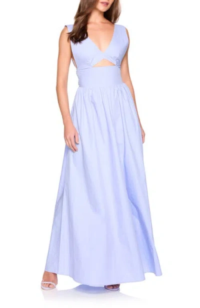 Susana Monaco Cutout Detail Cotton Poplin Maxi Dress In Blue