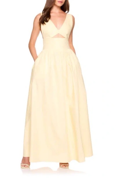 Susana Monaco Cutout Detail Cotton Poplin Maxi Dress In Nude