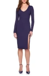 Susana Monaco Deep Slit Body-con Dress In Eggplant