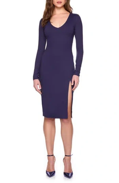Susana Monaco Deep Slit Body-con Dress In Eggplant