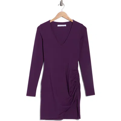 Susana Monaco Deep V Long Sleeve Faux Wrap Dress In Purple