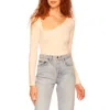 Susana Monaco Diagonal Neck Long Sleeve Top In Blanched Almond