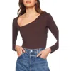 Susana Monaco Diagonal Neck Long Sleeve Top In Java