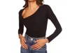 Susana Monaco Laurene Diagonal Neck Top In Black