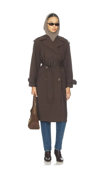 Susana Monaco Double Knit Trench Coat In Brown