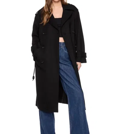 Susana Monaco Double Knit Trench Coat In Black