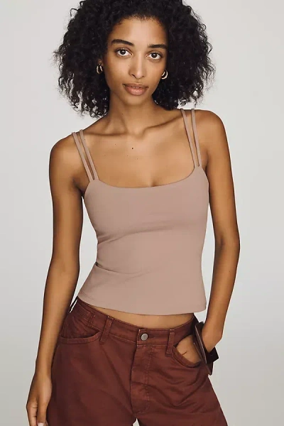 Susana Monaco Double-strap Scoop Tank Top In Neutral