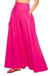 Susana Monaco Drop Waist Cotton Poplin Maxi Skirt In Fuchsia