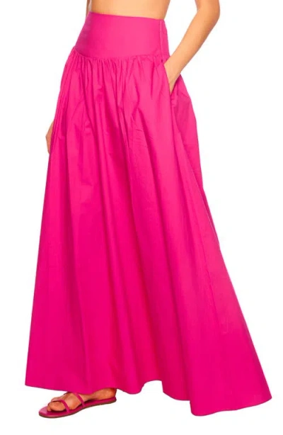 Susana Monaco Drop Waist Cotton Poplin Maxi Skirt In Pink