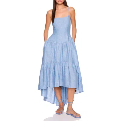 Susana Monaco Drop Waist High-low Maxi Dress In Blue