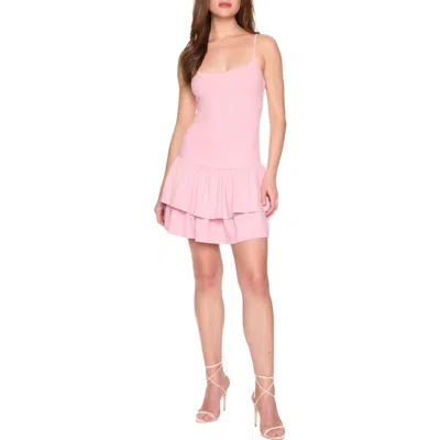 Susana Monaco Drop Waist Layered Ruffle Minidress In Pink
