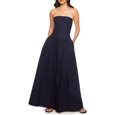 Susana Monaco Drop Waist Strapless Poplin Maxi Dress