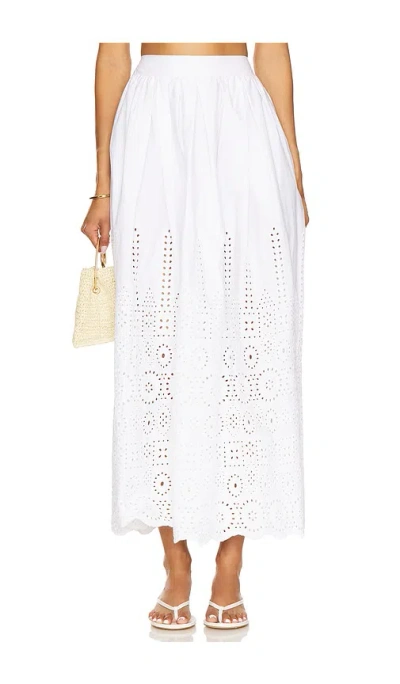 Susana Monaco Embroidered Poplin Maxi Skirt In White