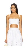 Susana Monaco Embroidered Poplin Micro String Top In White